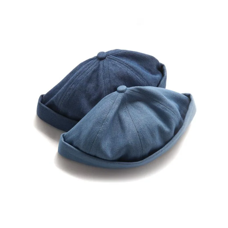 Новинка 2019 Harajuku Темная джинсовая кепка с черепом шапочка Кепка моряком манжетами