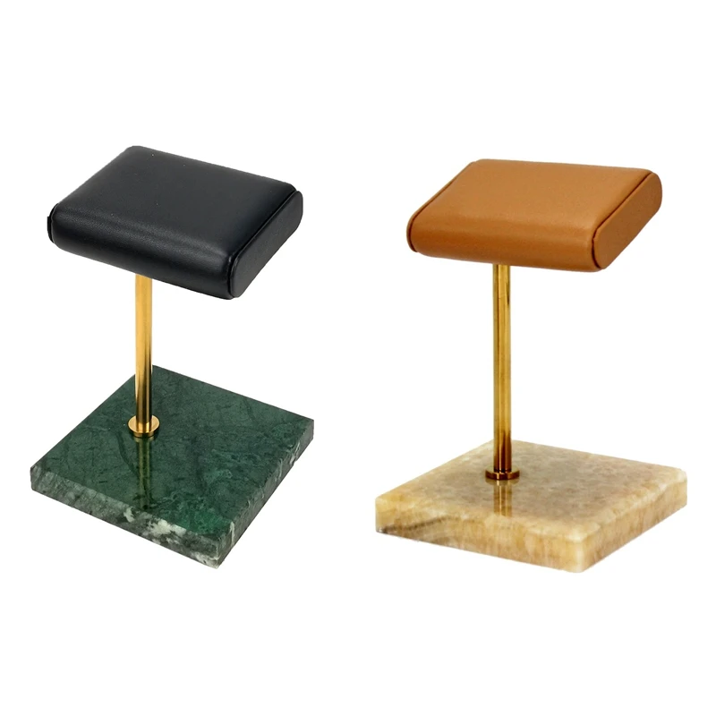 

Green Marble Gold Support Rod Watch Bracelet Bracelet Display Stand & Natural Marble Beige Base Leather Watch Rack