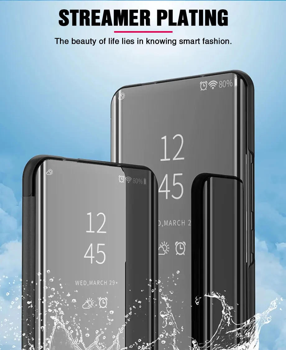 Умный зеркальный чехол для телефона с откидной крышкой для Samsung Galaxy S8 S9 плюс A10 A20 A30 A40 A50 A70 M10 M20 M30 чехол