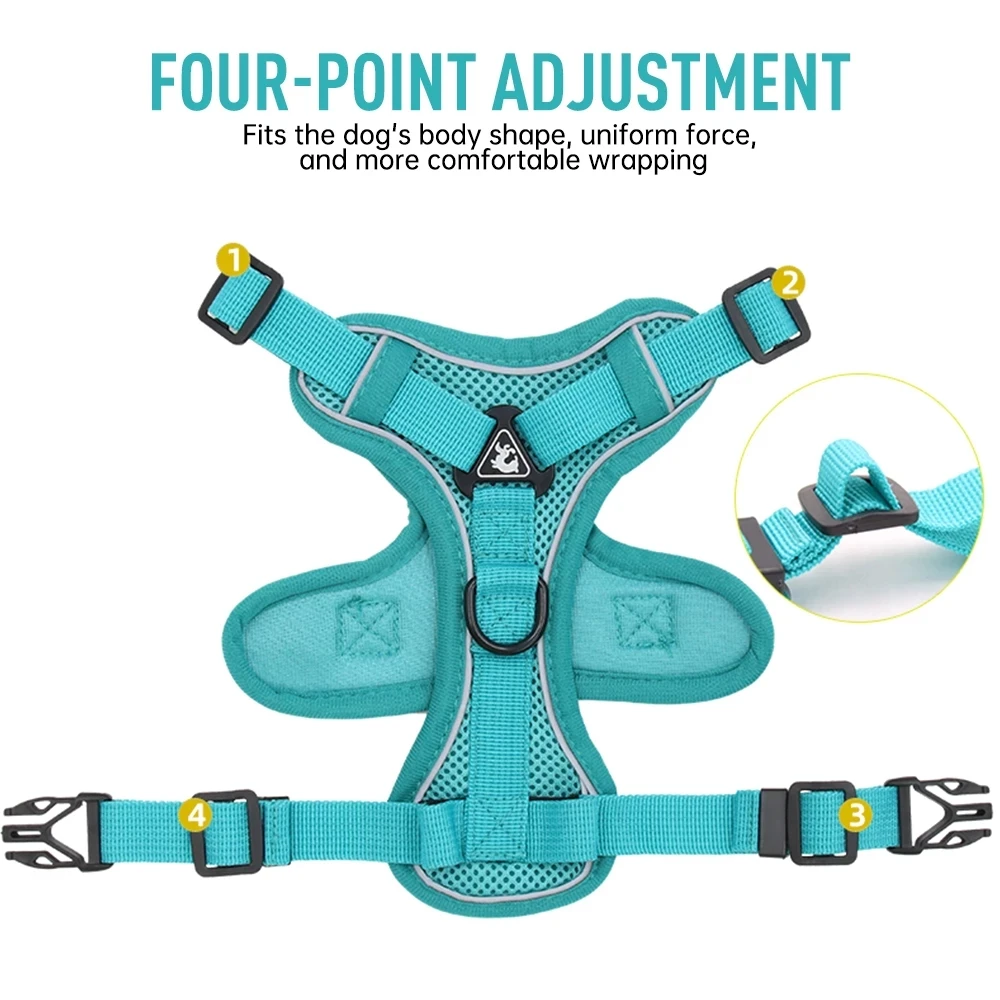 Pet Reflective Nylon Dog Harness No Pull Adjustable Medium Large Naughty Vest Safety Vehicular Lead Walking Running | Дом и сад