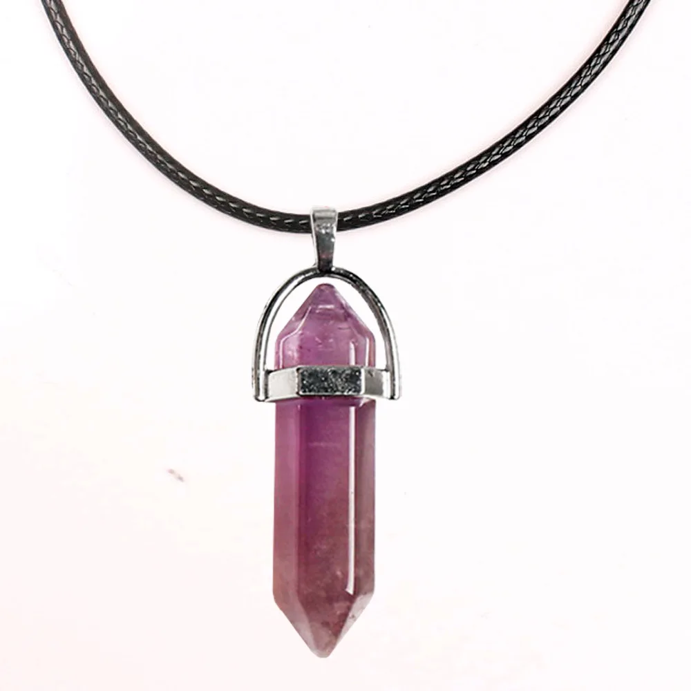 Подвеска в виде шестиугольной колонны из натурального камня|Ожерелья с