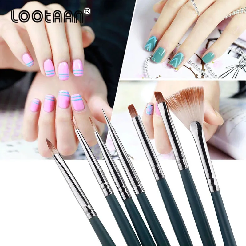 Lootaan 7 шт./компл. DIY Кисти для ногтей профессиональная кисточка рисования кисть