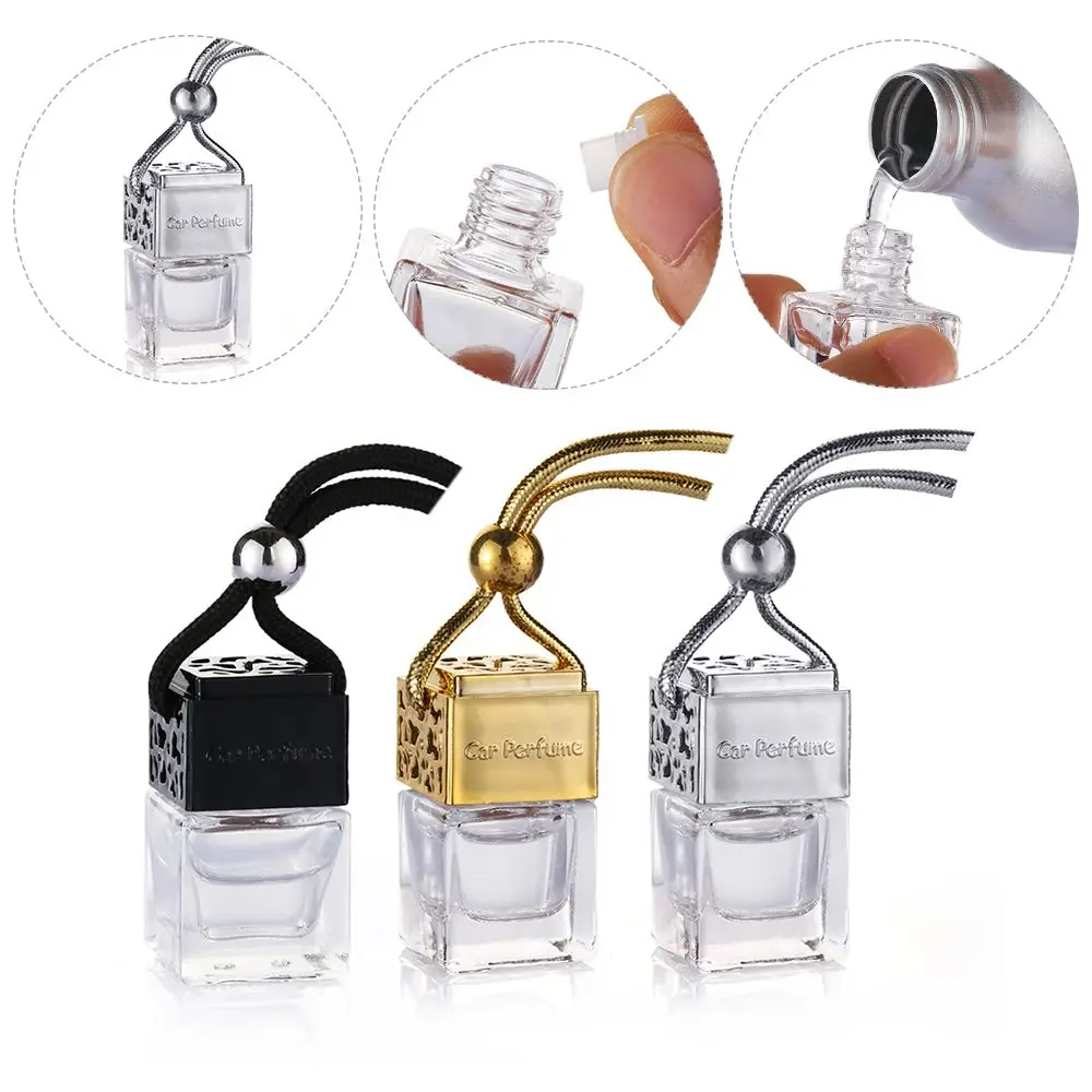 

1PC Car Air Freshener Scent Perfume Bottle Ornament Essential Oil Diffuser Fragrance Hanging Empty Bottle Interior Accessory