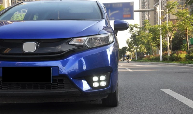 Автомобильный мигающий для Honda jazz fit светодиодный DRL дневные ходовые огни Дневной светильник водонепроницаемый сигнальный желтый светильник для вождения