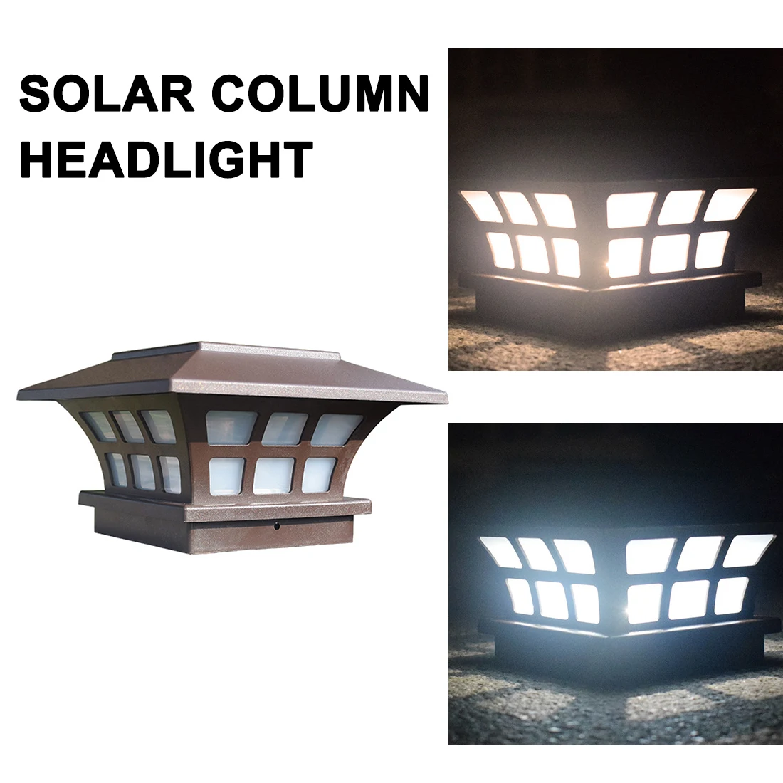 

Garden Solar Post Lamp Garden Fence Landscape Light Outdoor Wall Lamp Waterproof Column Head Light For Gate Garden Decoration