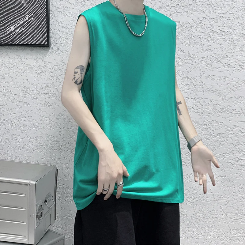 

2022 summer vest solid color sleeveless t-shirt loose casual bottoming shirt