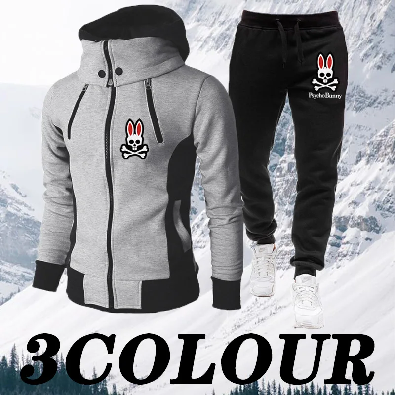 

Зимняя мужская одежда, повседневный свитшот с высоким воротником и длинным рукавом с принтом логотипа кролика, свободный непромокаемый пул...