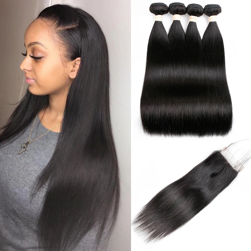 Сапфировые малазийские пучки волос с застежкой прямые натуральные человеческие