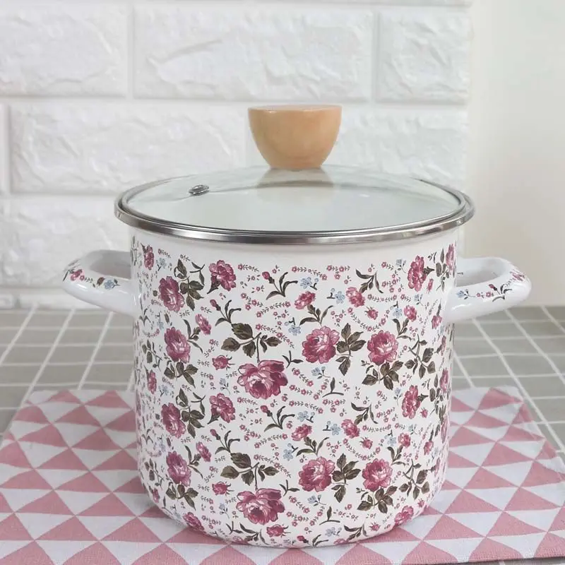 

Enamel Soup Pot 18cm Enamel Pot Thicken Small Tall Pot 2.8L Soup Pot with Lid, Plastic Lid Can Be Refrigerated Pots for Cooking