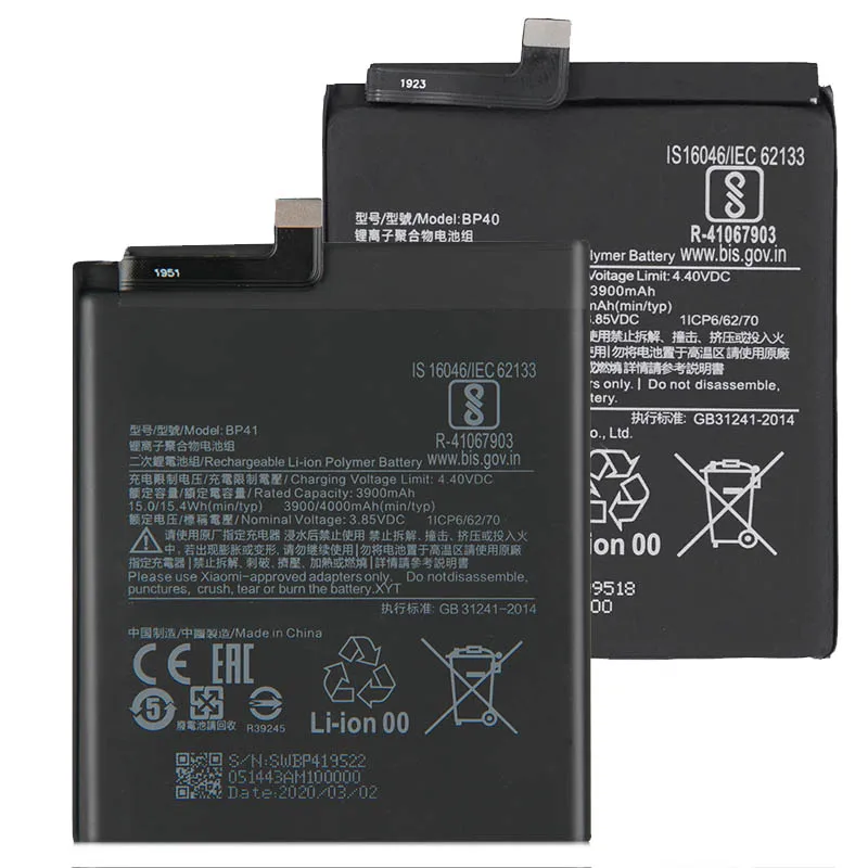 

For Xiao Mi Xiaomi Mi Phone Battery BP41 BP40 For K20Pro Mi9T Mi 9T Pro K20 3900mAh Replacement Battery