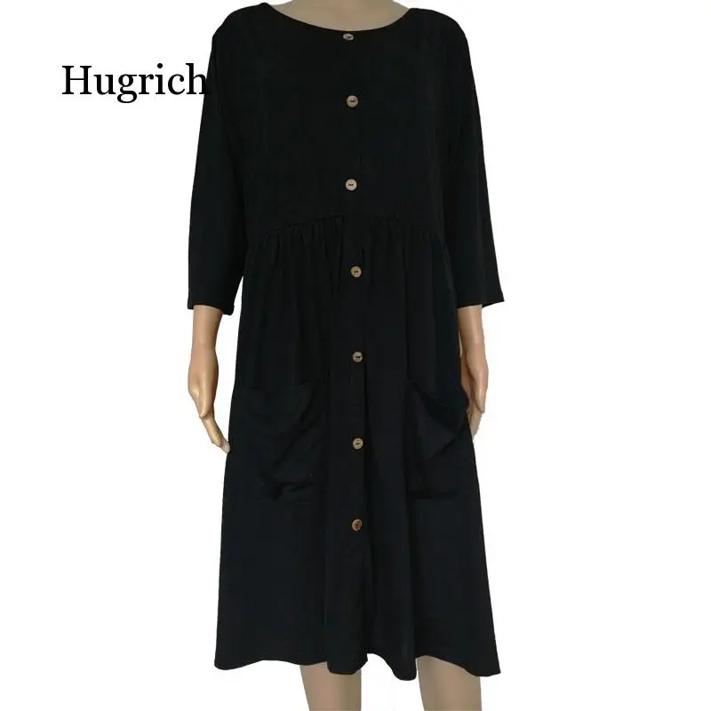 Большой размер платье для полных мм 2020 женское летнее свободный карман дизайн