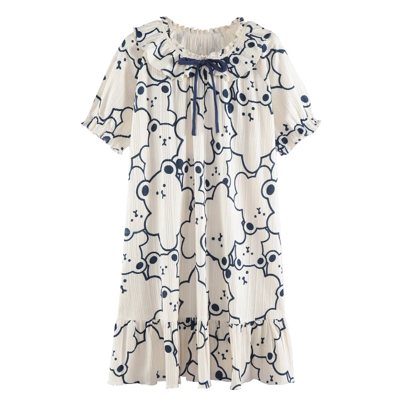 

Hot Sale Fashion Women Cotton Nightgowns Sleepshirts Summer Home Dress Sleepwear Loose Nightdress Indoor Clothing M-4XL