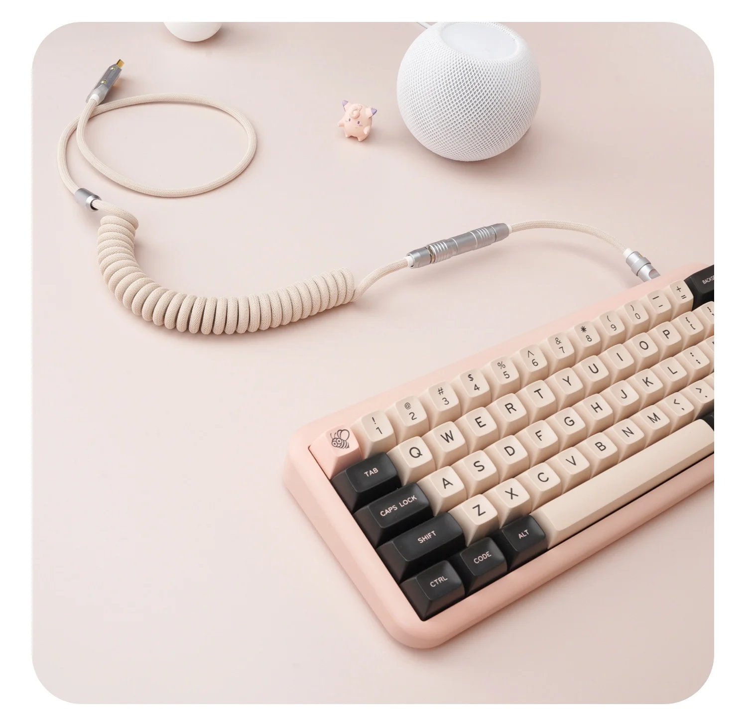 GeekCable Handmade Customized Mechanical Keyboard Data Cable for GMK Theme SP Keycaps Vintage White Type-C Mini-USB Micro-USB