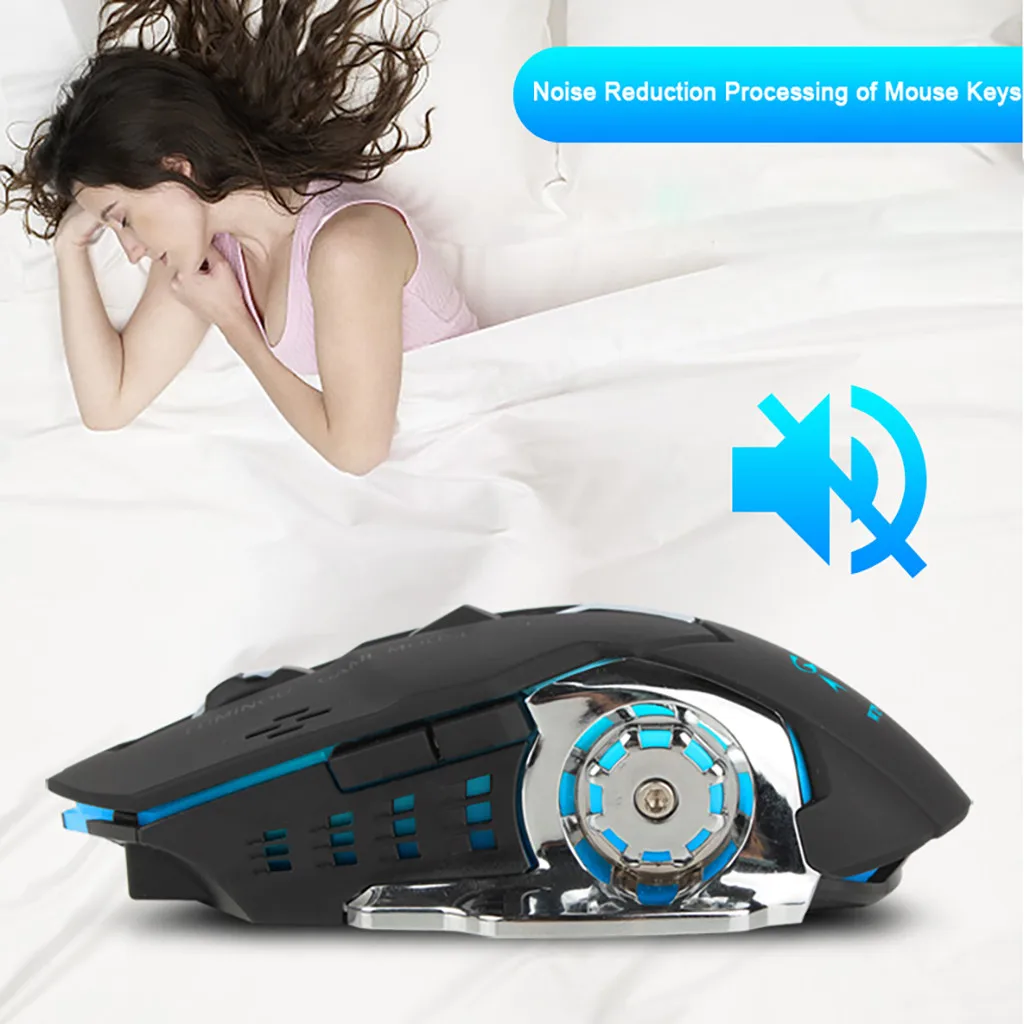 Rechargeable 2.4Ghz Wireless Mouse Silent Illuminated Mechanical Mouse USB Gaming Mouses 2400dpi 7 Colors Raton Inalambrico