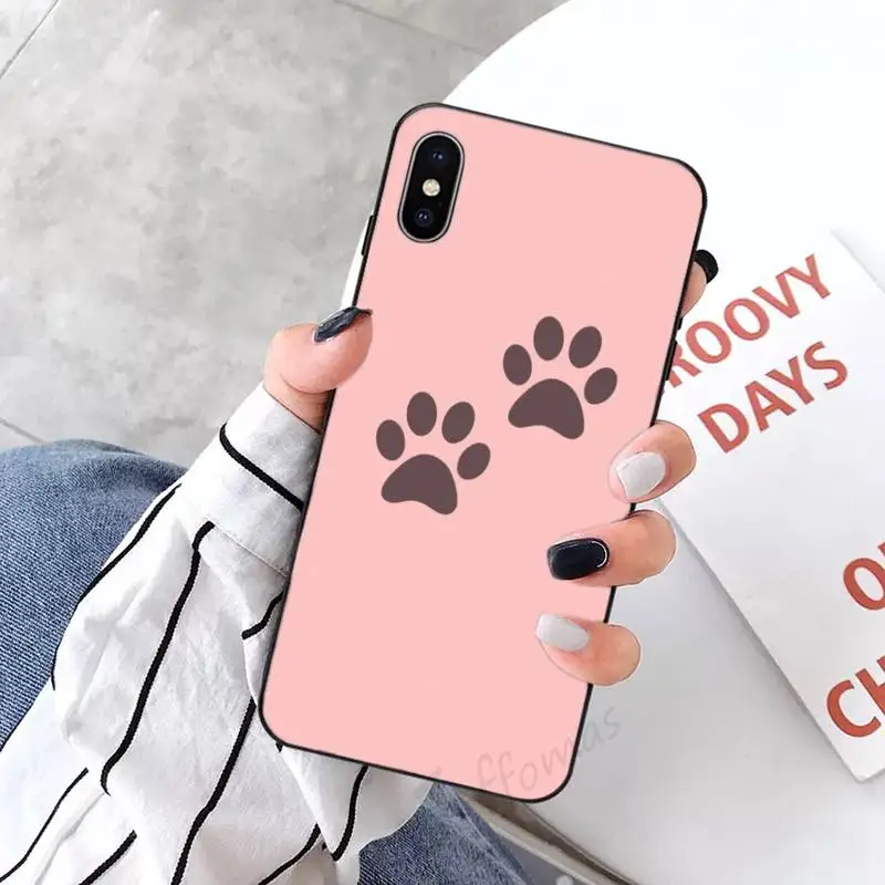 

dog footprint Paw pattern Anti-fall mobile Phone Case coque for iPhone 11 12 pro XS MAX 8 7 6 6S Plus X 5S SE 2020 XR