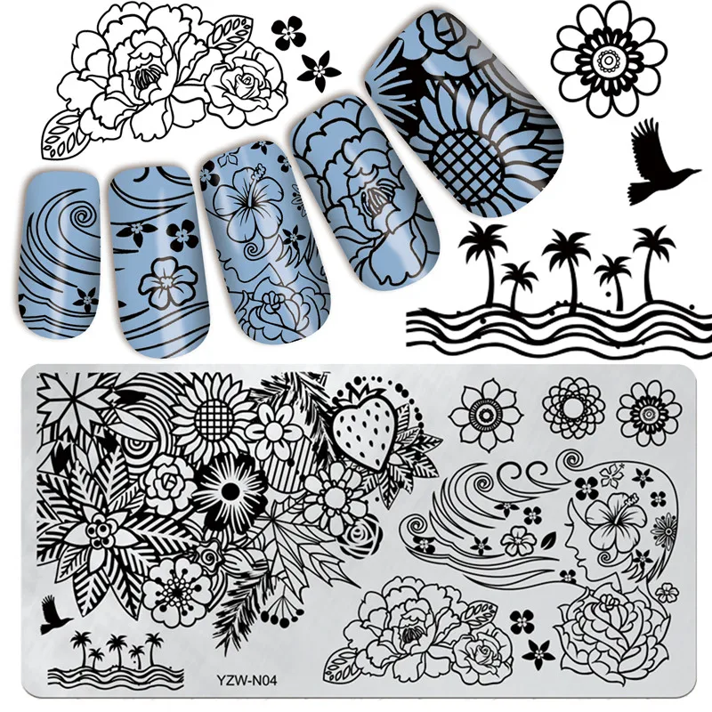 1 предмет смешанных дизайна Нержавеющая сталь пластины для штамповки ногтей