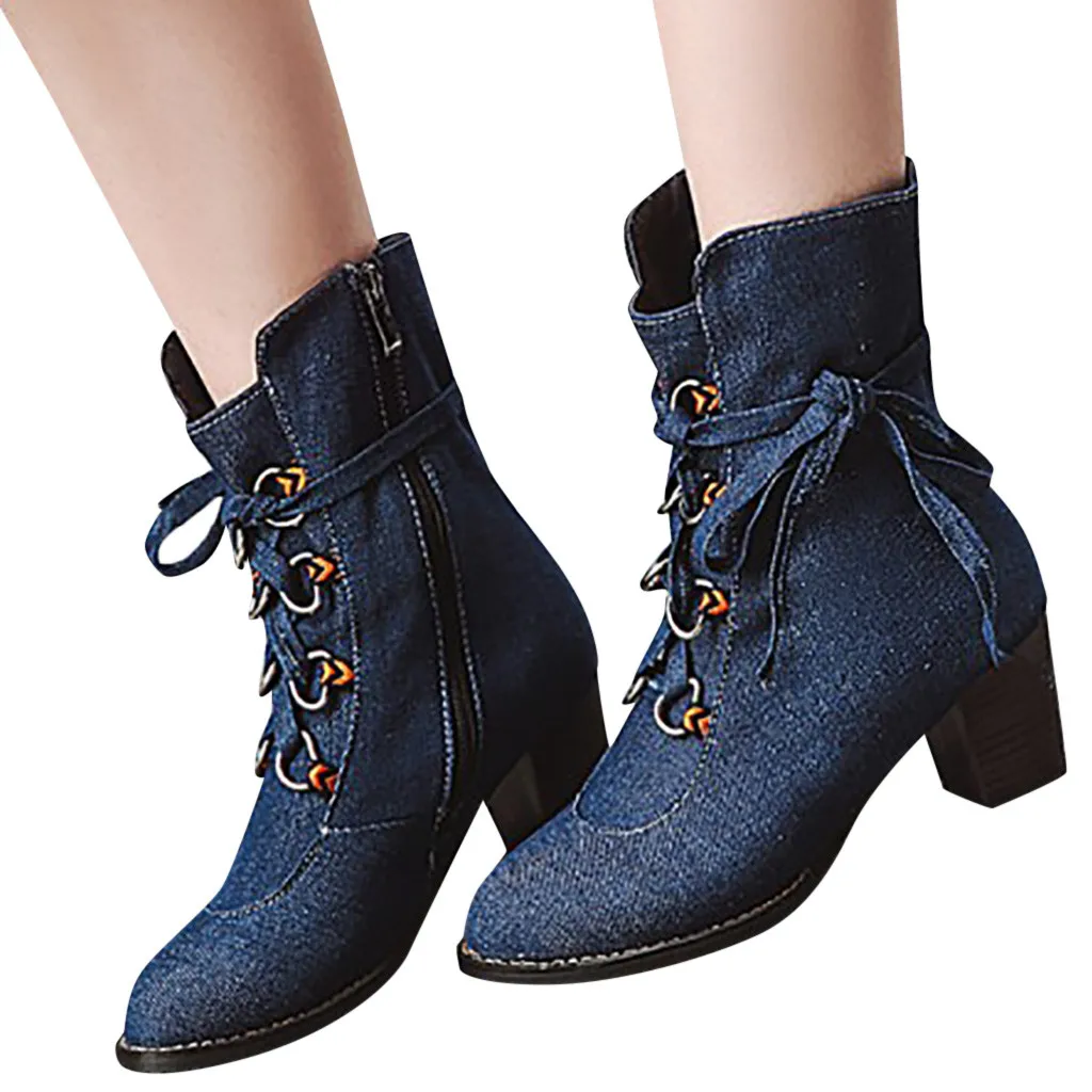 Стильные женские ковбойские ботинки Удобная обувь на низком каблуке со