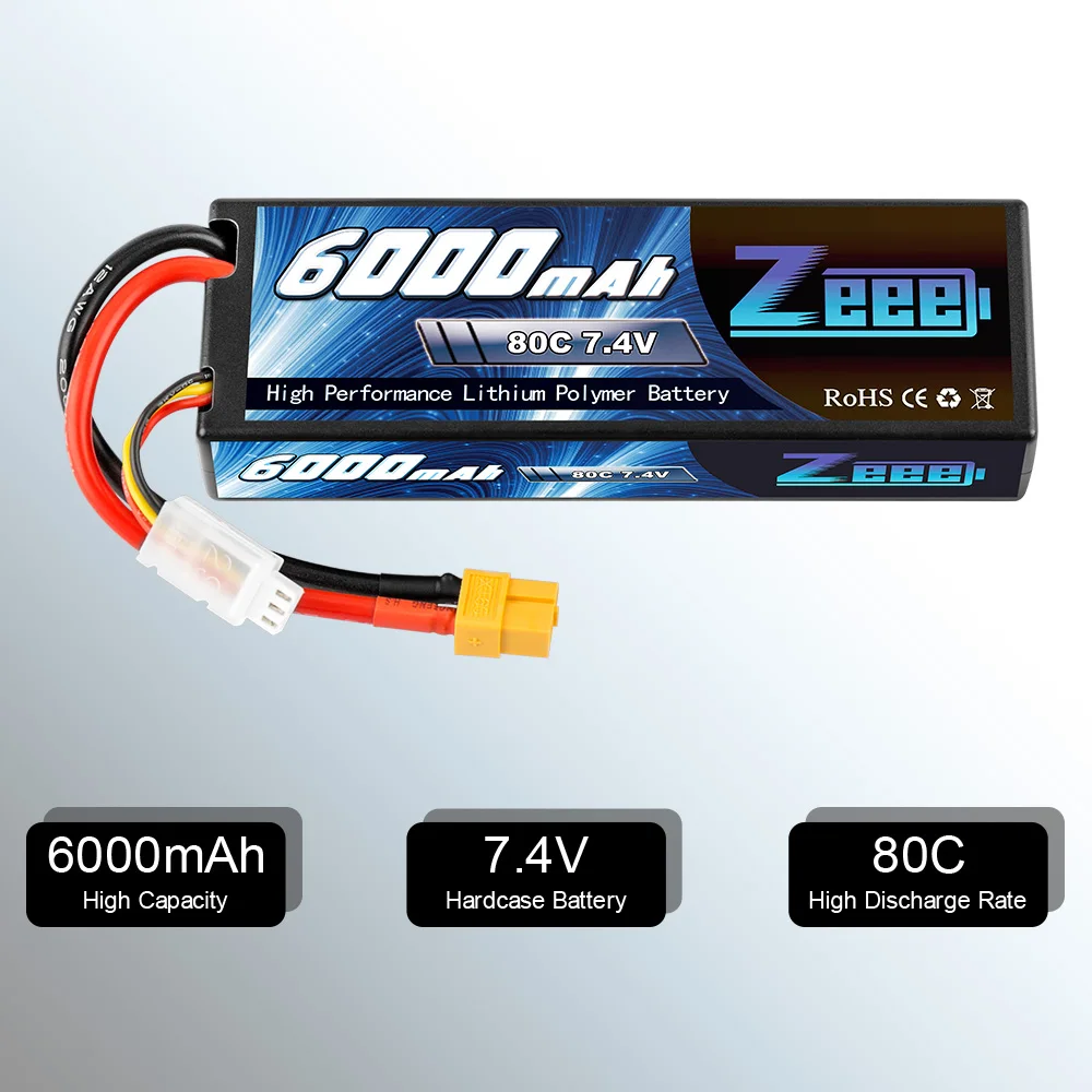 аккумулятор zeee lipo 2s 74 в 6000 мач 80c xt60 запч