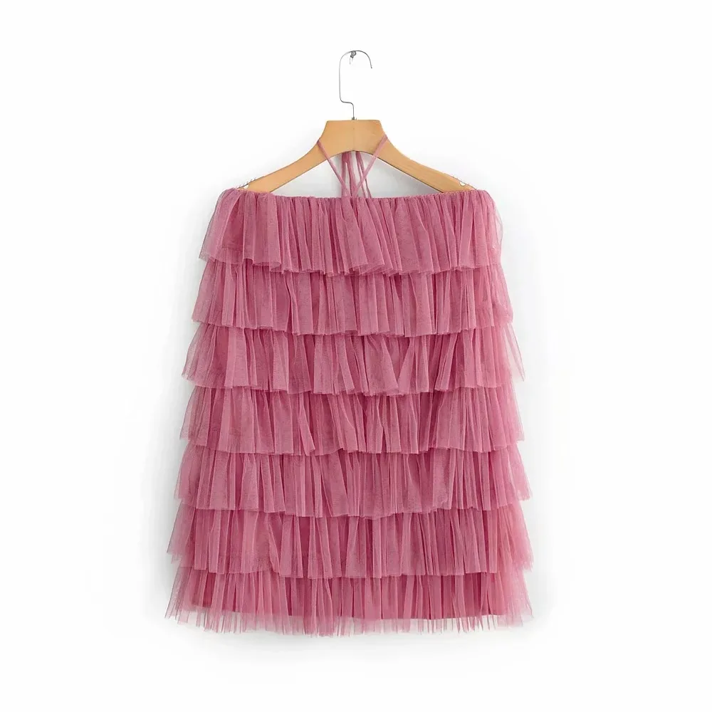 Летнее сексуальное Сетчатое мини платье без бретелек с бретельками на плечах