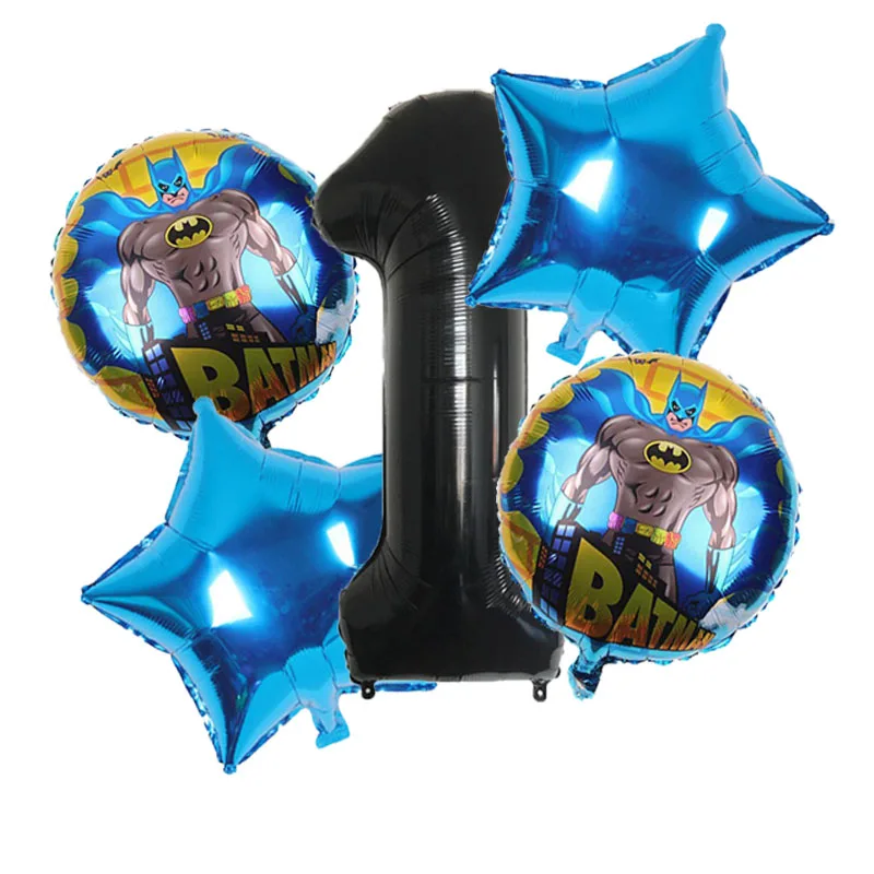 Balloon 1 Одноразовая посуда набор бумажных тарелок Бэтмен номер фольги воздушный шар День Рождения украшения дети мальчик пользу Бэтмен вечерние принадлежности - Цвет: Balloon 1