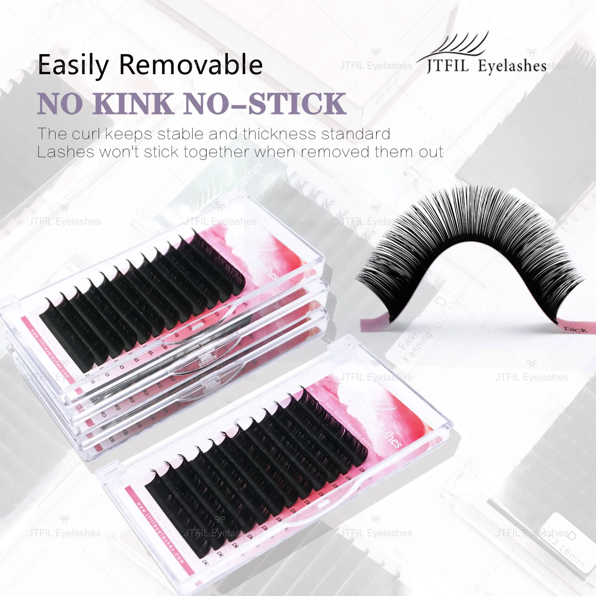 

Individual Eyelashes Extension 12 Rows / Tray Profesional Silk Eyelash Extension C/D/DD Curl Silk Mink False Eyelashes JTFIL