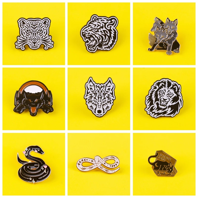 Брошь в виде животного стиле панк значки волка на рюкзак набор значков для одежды