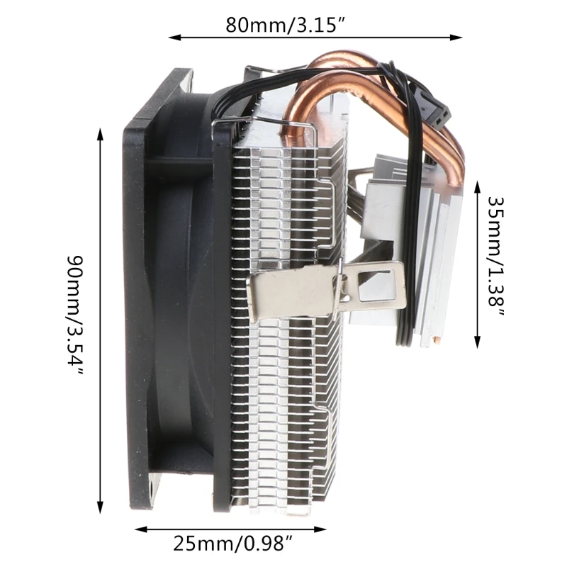 Процессор кулер 2 Медь тепловых трубок 3Pin Вентилятор охлаждения с 5 цветов