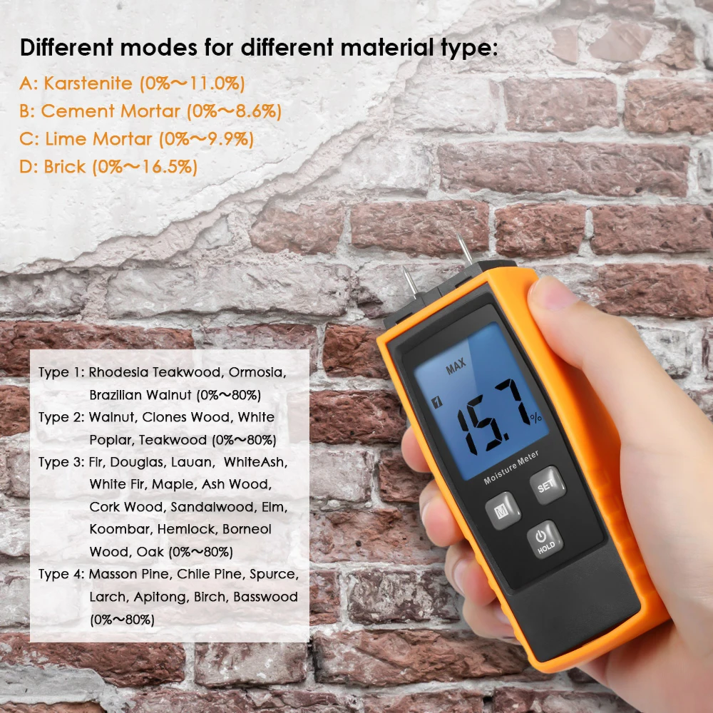 

Mini Moisture Meter Digital LCD Lumber Damp Meter Wood Moisture Detector Humidity Tester for Timber Wood Drywall Mortar Concrete
