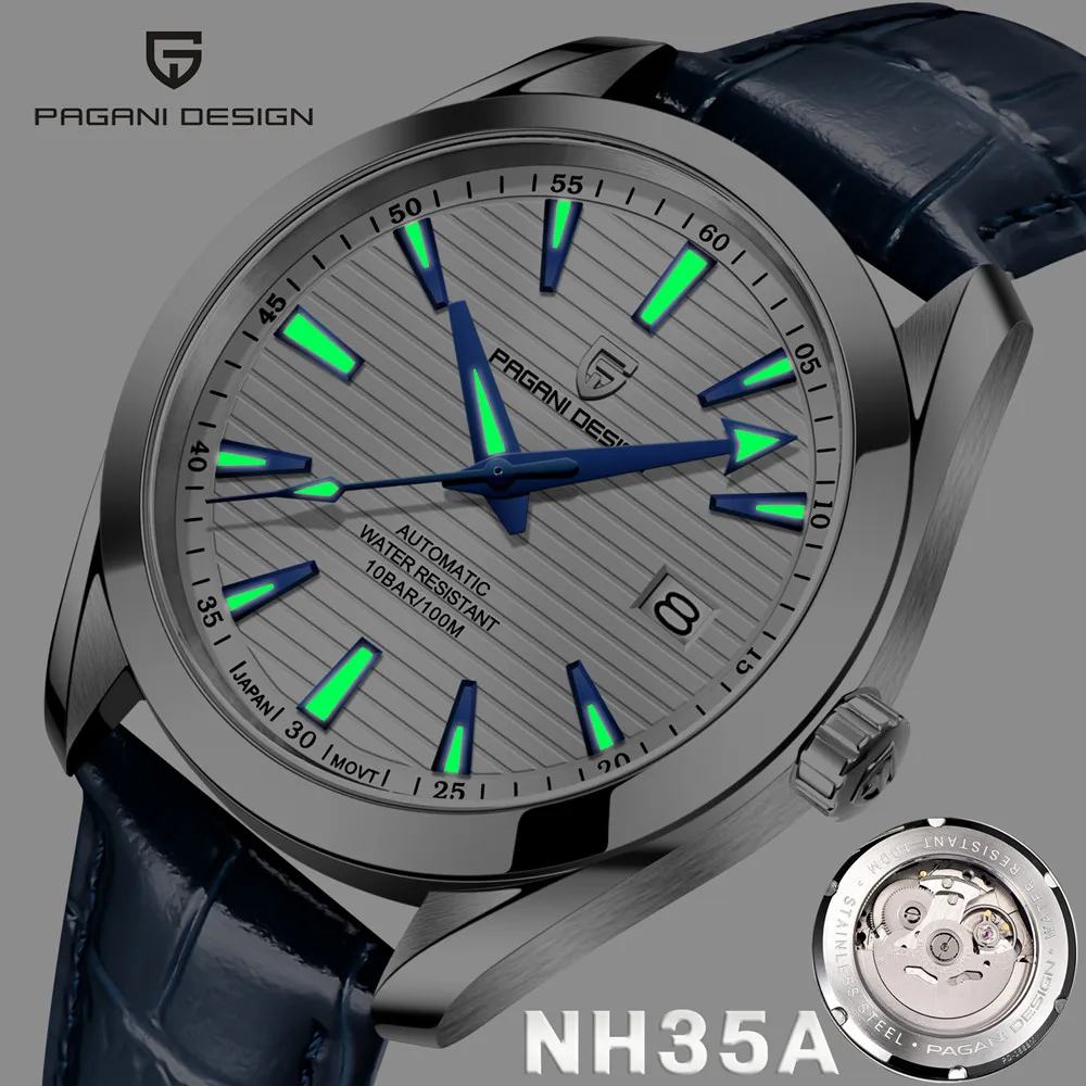 

PAGANI DESIGN New2021 Mechanical Automatic Business Watches Sapphire Luminous Waterproof100M Men watch Genuine Leather Watch men