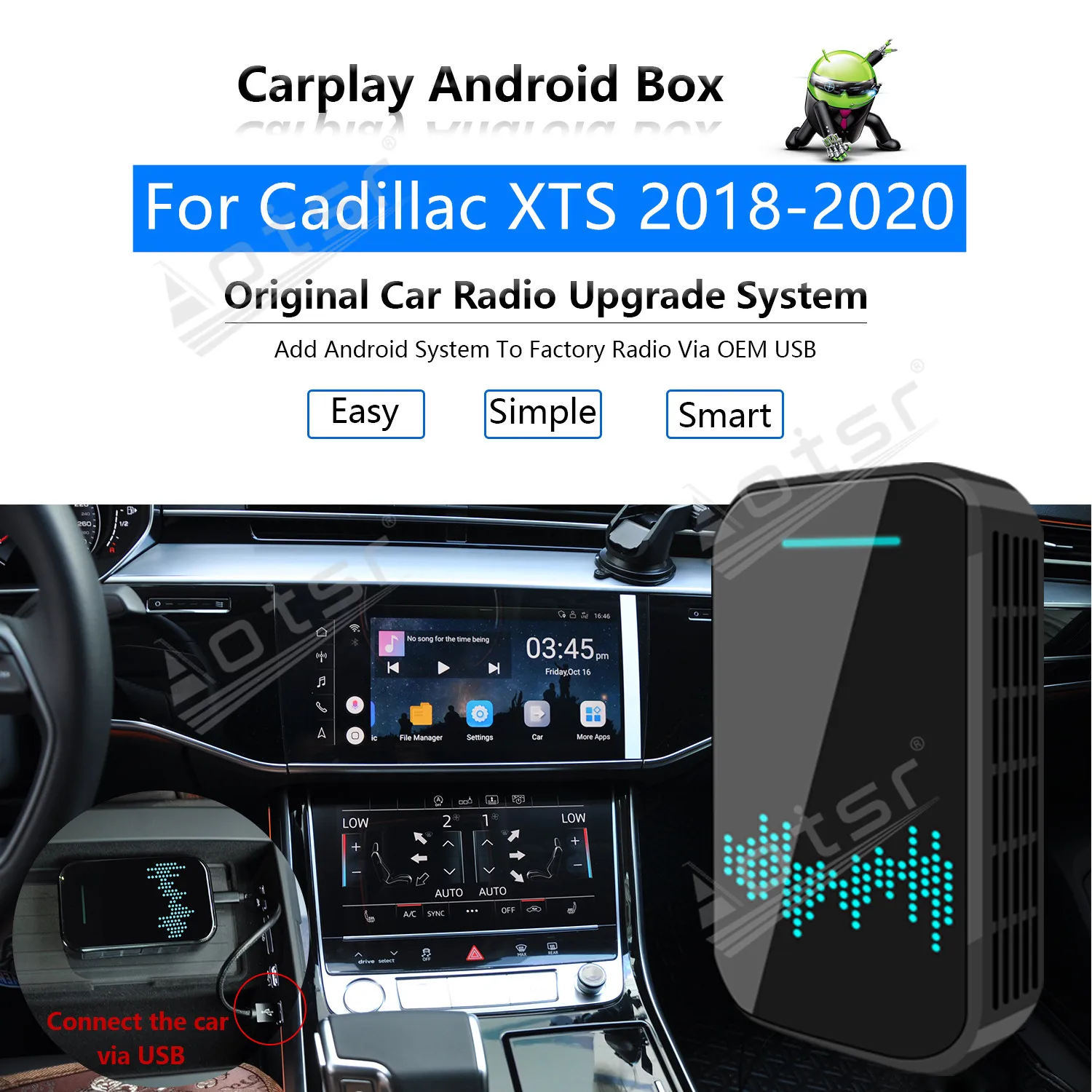 

4+32GB For Cadillac XTS 2018-2020 Car Multimedia Player Android System Mirror link Navi Map Apple Carplay Wireless Dongle Ai Box