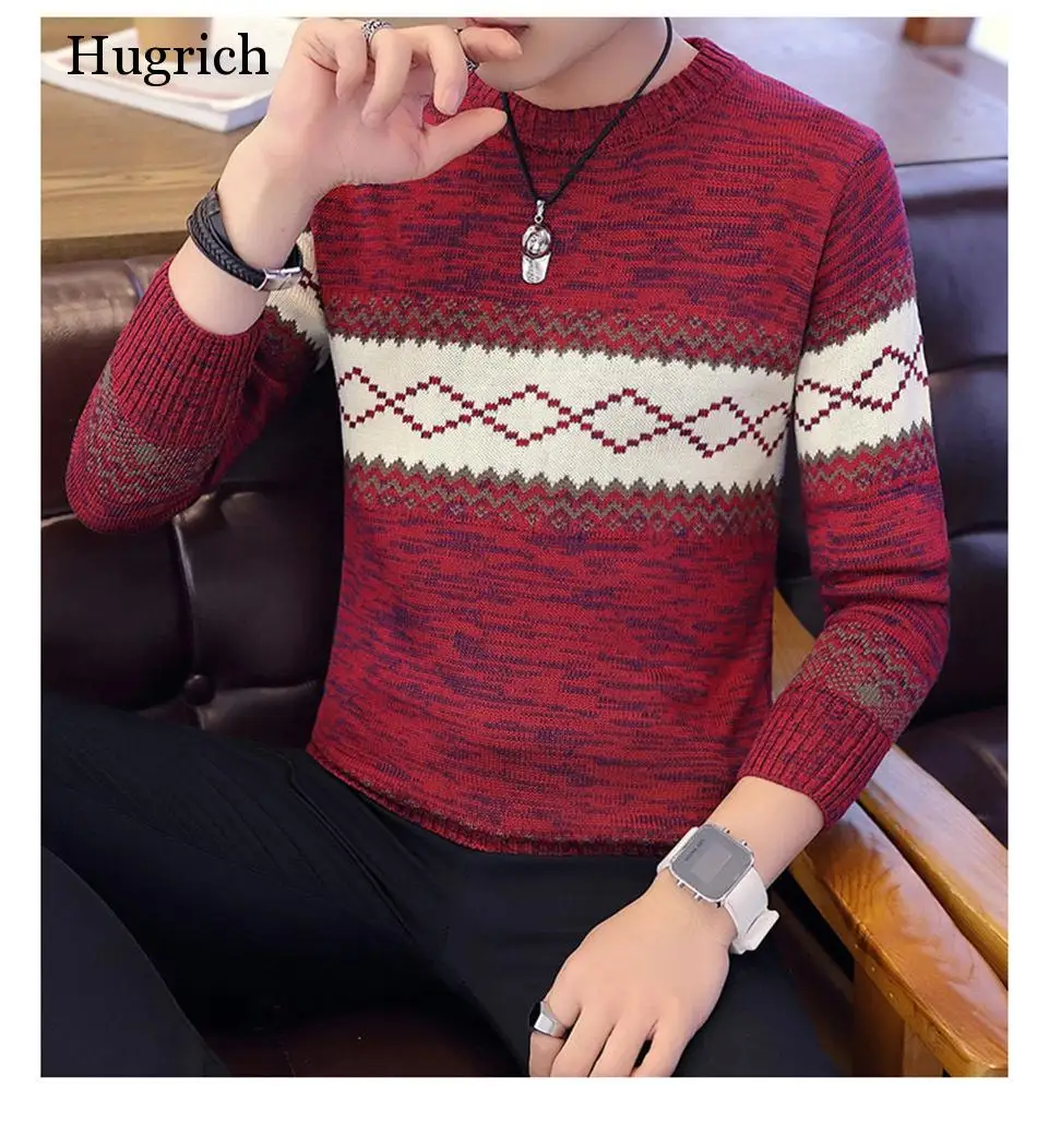 

Korea Grey Sweaters And Pullovers Men Long Sleeve Knitted Sweater High Quality Winter Pullovers Homme Warm Navy Coat Newest