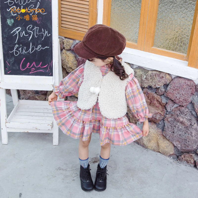 Платье для маленьких девочек осень и зима бархатное платье с длинным рукавом