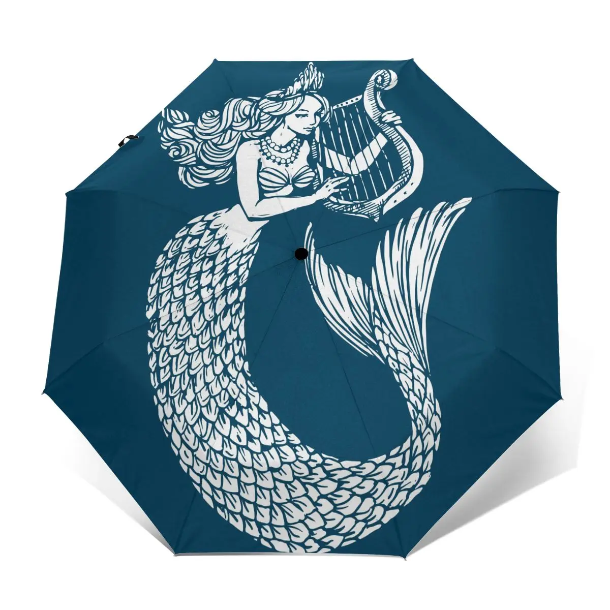 Comprare Ombrello Automatico Pioggia Donna Ombrello A Tre Pieghe Ombrello Antivento Sirena Blu Ombrello Impermeabile Femminile