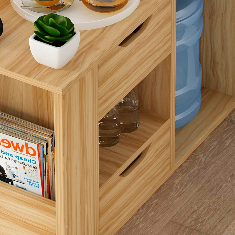 Современный угловой журнальный столик для гостиной имитация дерева боковые