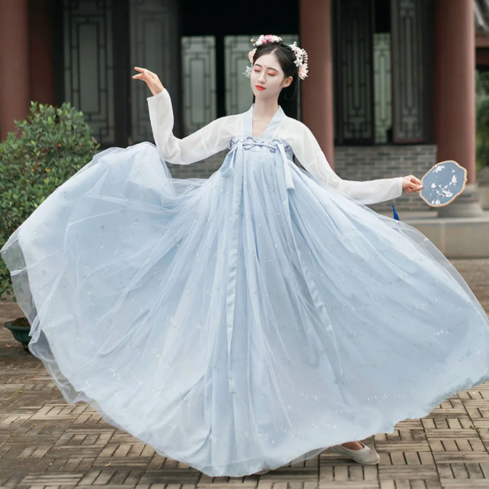 

New Traditional Women Flower Hanfu Dress Ancient Chinese Costume Beautiful Dance Hanfu Originale Princess Tang Dynasty Robe