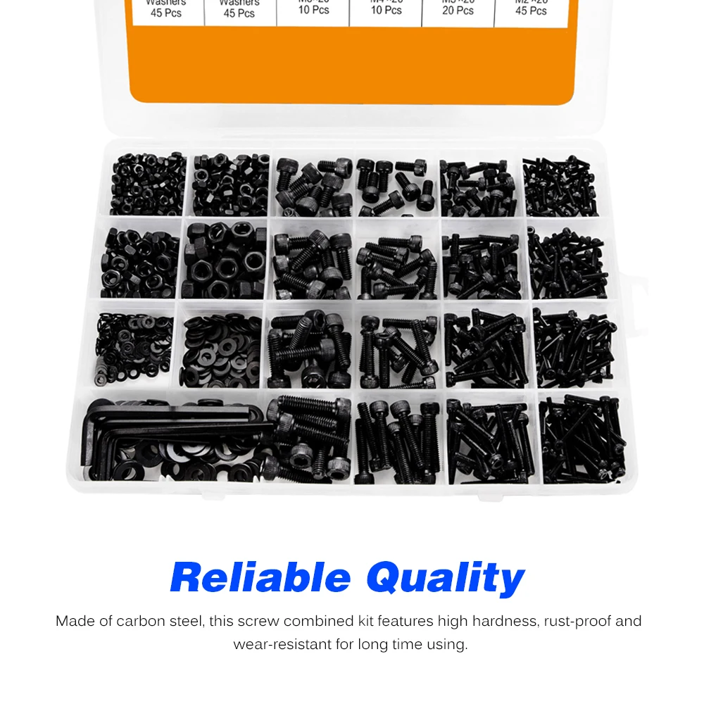 1060 шт Углерода Сталь цилиндр с шестигранной головкой Комбинации болт M2 M3 M4 M5