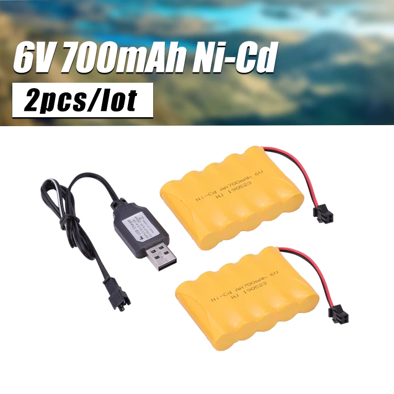 

2pcs 4.8V 6V 7.2V 9.6V 700mAh Ni-Cd AA Battery Pack Rechargeable For Remote Control Electric Car Toys SM-2P Plug Nicd Battery