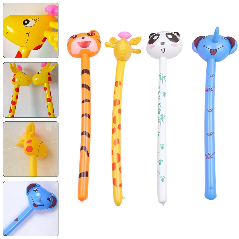 

4Pcs Animal Inflatable Toys Balloon Sticks Children Balloons Toys Party Props