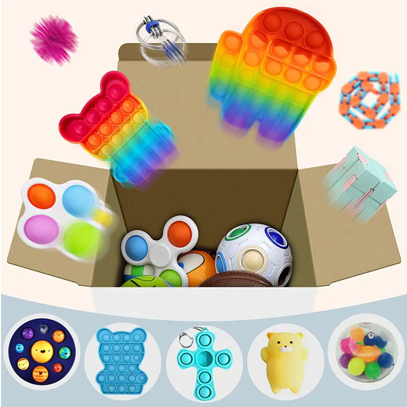 

Random 3/5/10 Pcs Fidget Toy Pack Mystery Box Surprise Gift Push Bubble Fidget Anti Stress Toy for Kids Adults