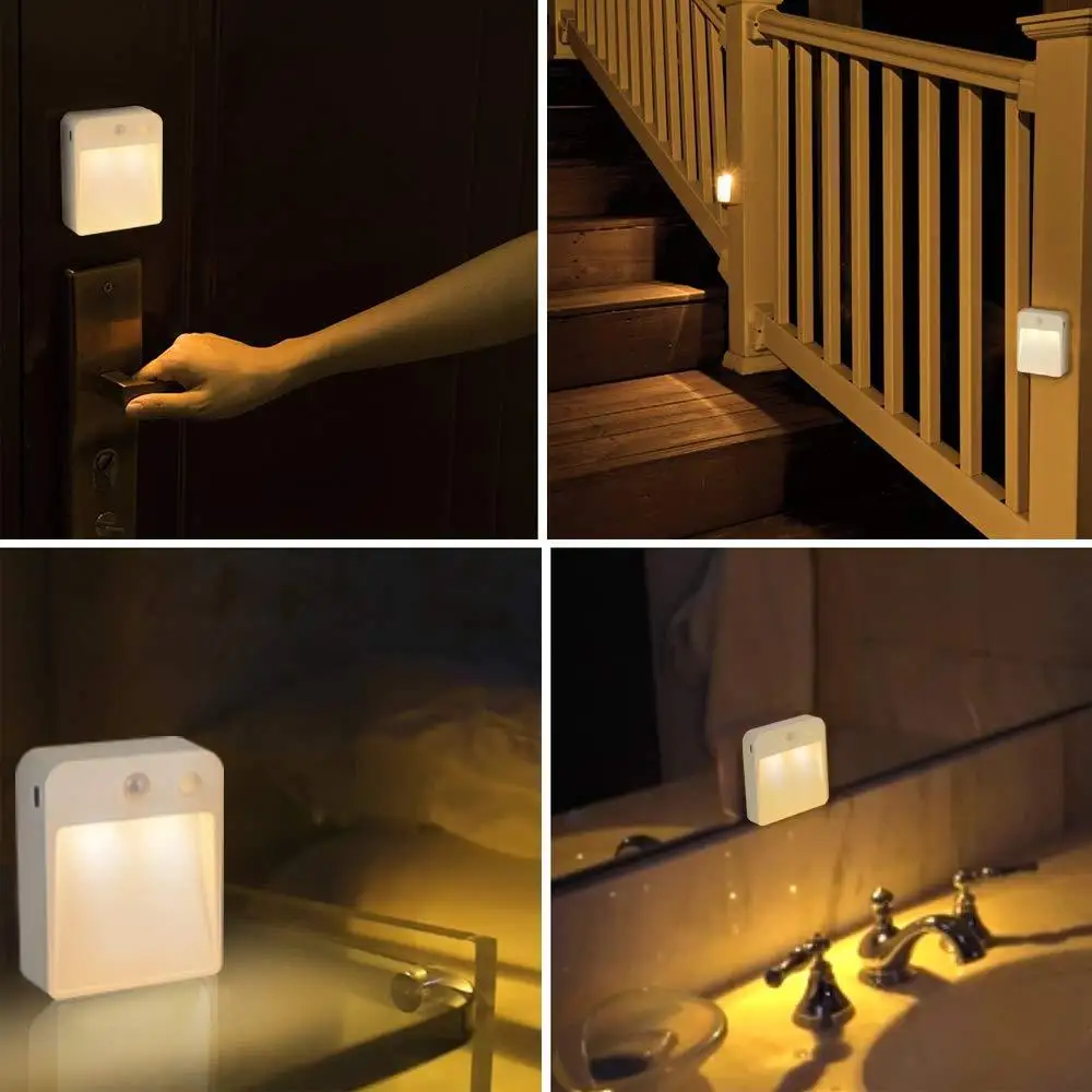 LED Night Light Lamp PIR Motion Sensor Dual Induction Auto Light Sensor Wall Lampara With USB Port For Kids Living Room Bedside images - 6