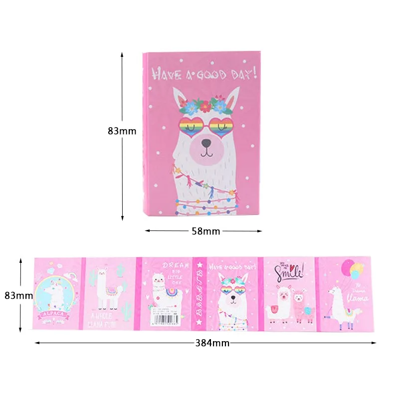 

1Pack 6fold Alpaca cute cartoon post note Stationery for school 4 random Stationery for school