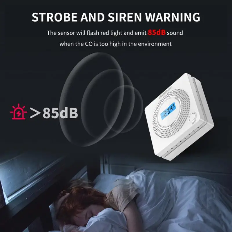 

Newest 2 In 1 LED Digital Gas Smoke Alarm Co Carbon Monoxide Detector Voice Warn Sensor Home Security Protection High Sensitive