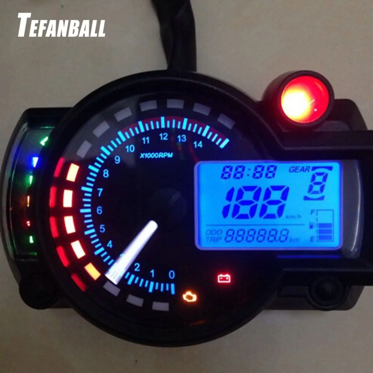 

Tefanball мотоцикл цифровой светильник ЖК-дисплей измеритель скорости одометр тахометр с датчиком скорости 7 цветов дисплей измеритель уровня ...