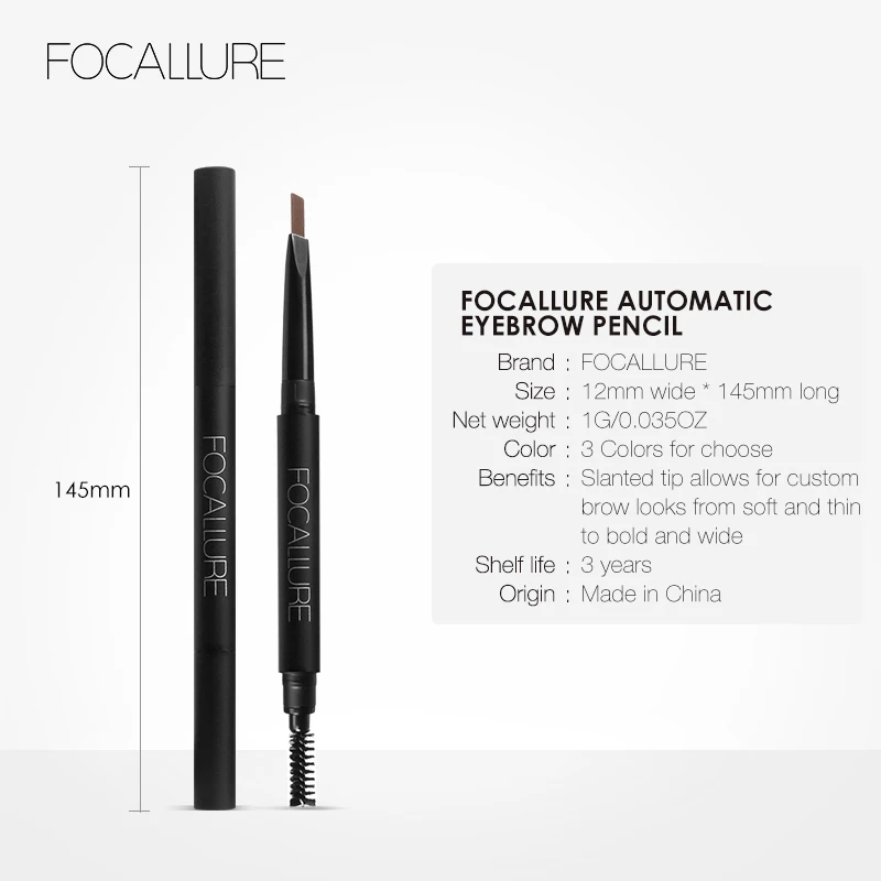 FOCALLURE 3 Colors Eyebrow Pencil Precise Brow Eyeliner Long Lasting Waterproof Blonde Brown Eye Brow Makeup Cosmetics Tools images - 6