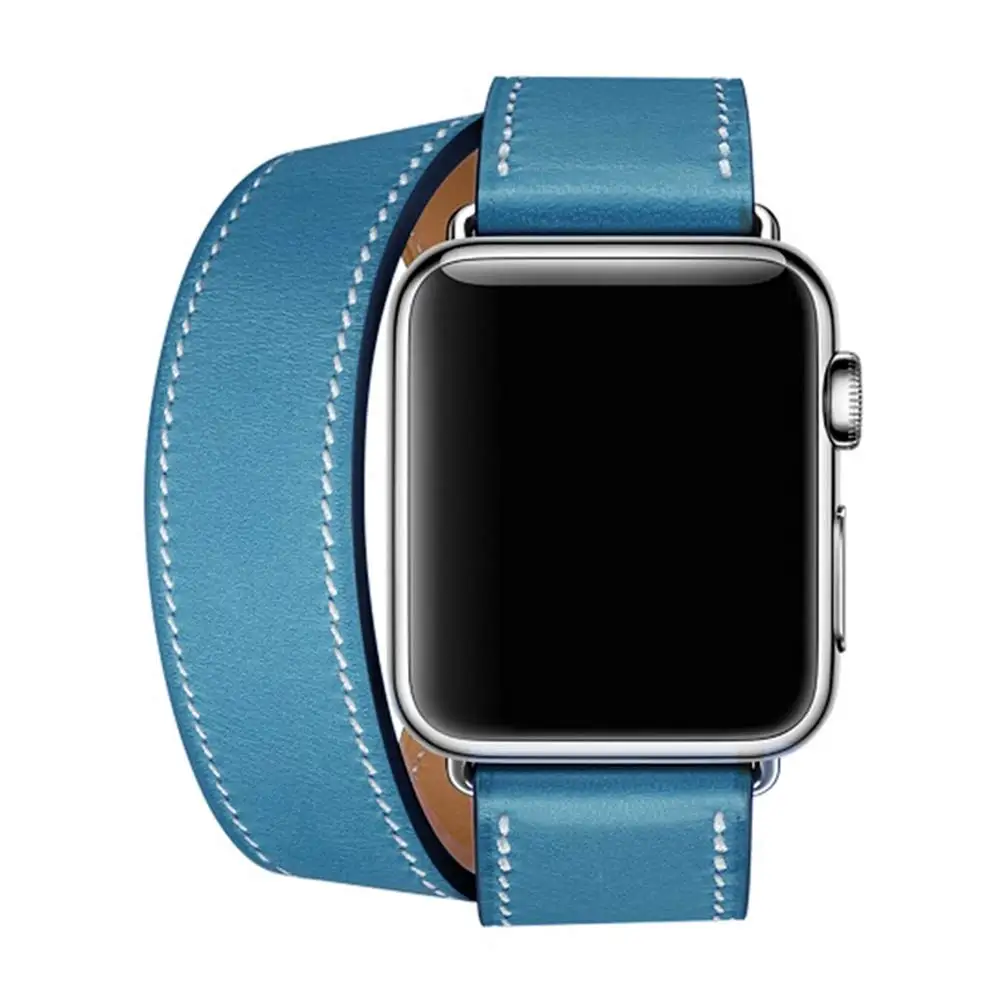 blue Кожаный ремешок для часов Apple Watch серии 5 4 40 мм 44 мм браслет для iWatch 38 мм 42 мм серия 3 2 1 - Цвет ремешка: blue