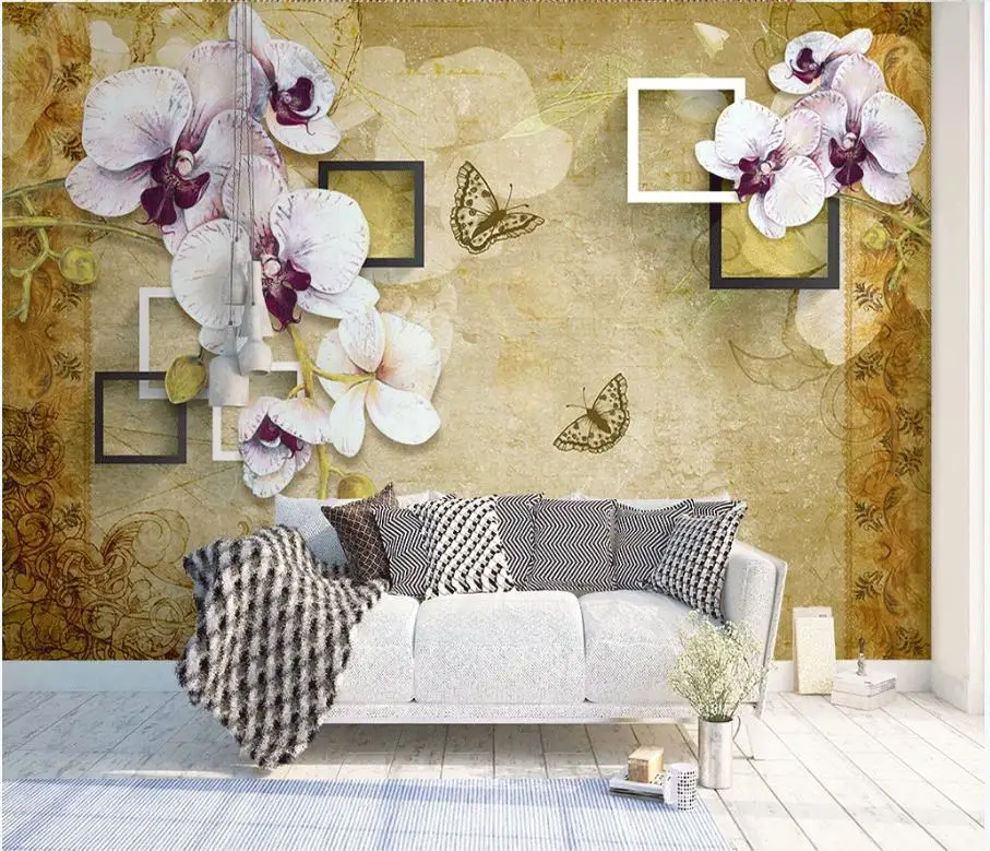 

Custom photo wallpaper 3d mural wallpaper for walls 3d Hand painted oil painting retro flower sofa tv background wall papers