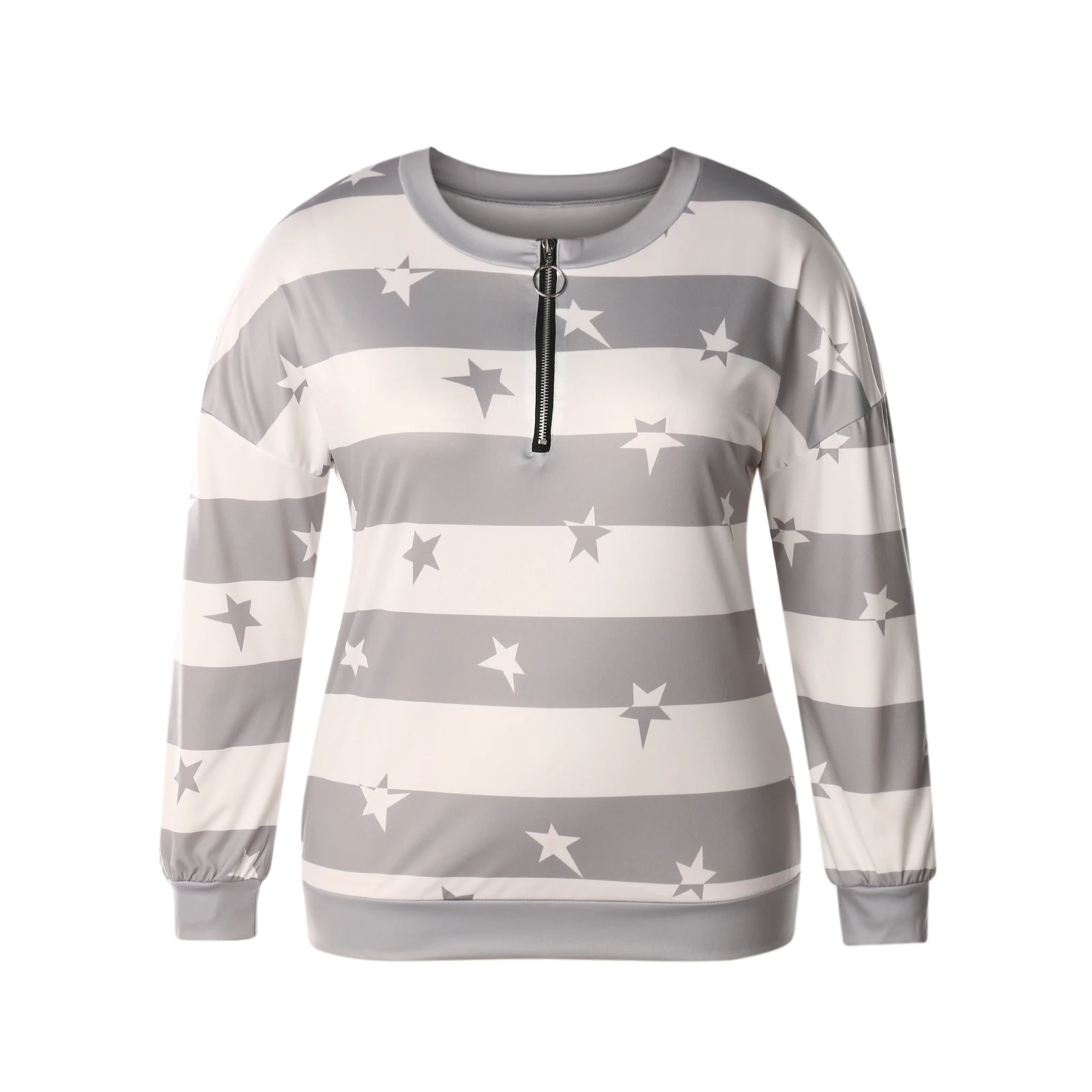 hirigin Plus Size Female Pullover Striped/ Star Print V-Neck Shirt Long Sleeve Blouse Tops for Summer Fall S-5XL | Женская одежда