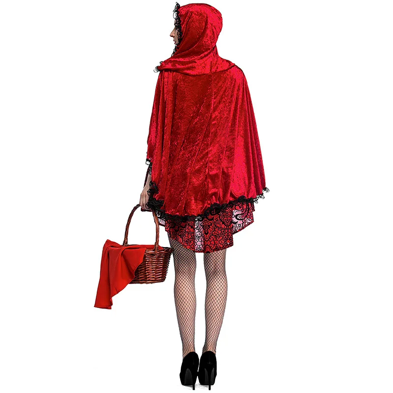 Little Red Riding Hood Costume Halloween Fantasia Fancy Dress Party Fairy Tale Cosplay Outfit For Adult Women | Тематическая одежда