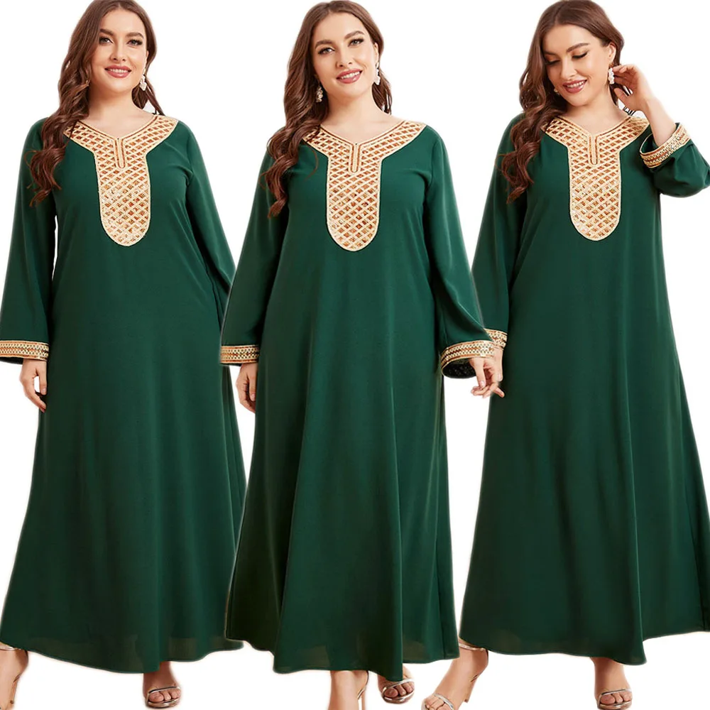 Женское длинное платье с блестками, этническое винтажное платье Среднего Востока в мусульманском стиле, Рамадан, Арабская абайя