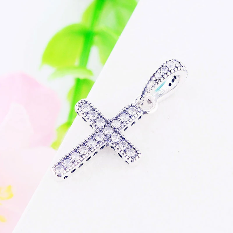925 Sterling Silver Catholic Rosary Cross Faith Simbolo Bead Fit Original Pan Charm Bracelet Necklace Making Berloque | Украшения и